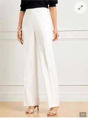 Talbots Off White Wide-Leg High-Rise Greenwich Dress Pants size 16